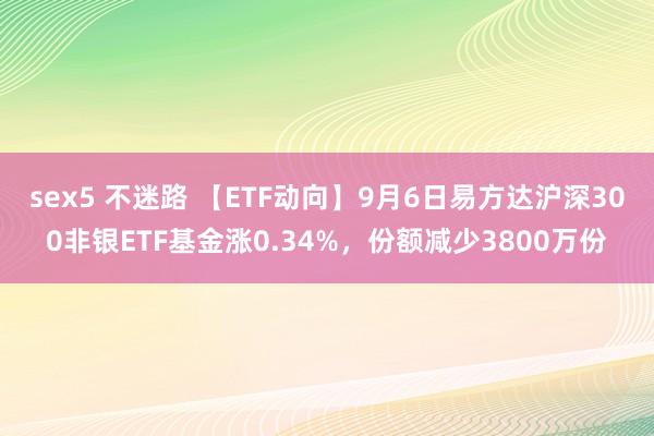 sex5 不迷路 【ETF动向】9月6日易方达沪深300非银ETF基金涨0.34%，份额减少3800万份