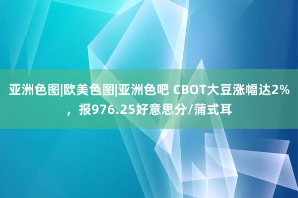 亚洲色图|欧美色图|亚洲色吧 CBOT大豆涨幅达2%，报976.25好意思分/蒲式耳