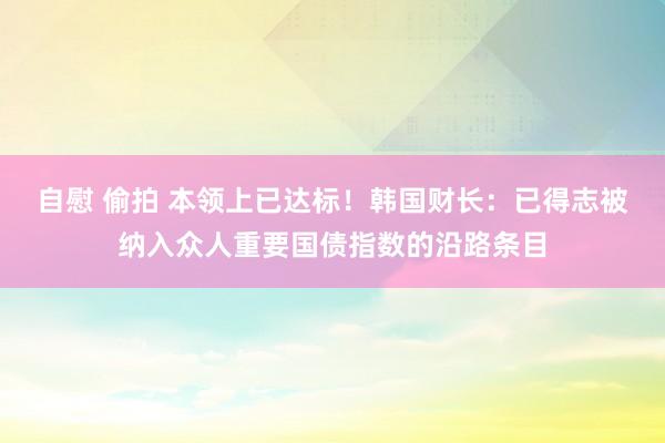 自慰 偷拍 本领上已达标！韩国财长：已得志被纳入众人重要国债指数的沿路条目