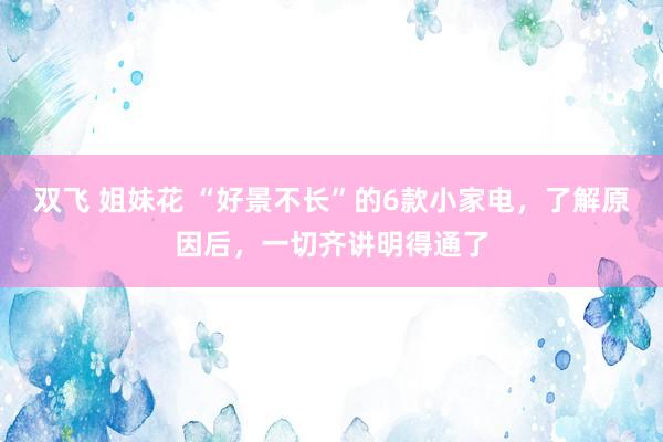 双飞 姐妹花 “好景不长”的6款小家电，了解原因后，一切齐讲明得通了