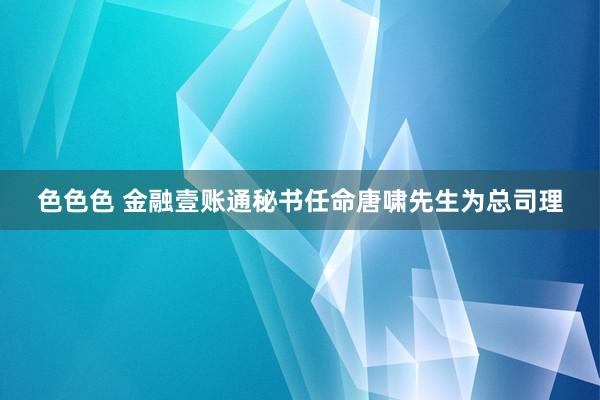 色色色 金融壹账通秘书任命唐啸先生为总司理