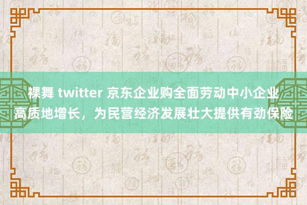 裸舞 twitter 京东企业购全面劳动中小企业高质地增长，为民营经济发展壮大提供有劲保险