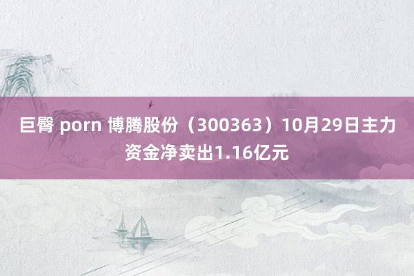 巨臀 porn 博腾股份（300363）10月29日主力资金净卖出1.16亿元