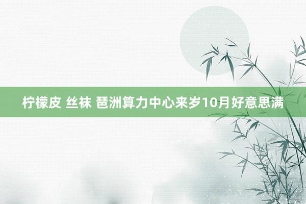 柠檬皮 丝袜 琶洲算力中心来岁10月好意思满