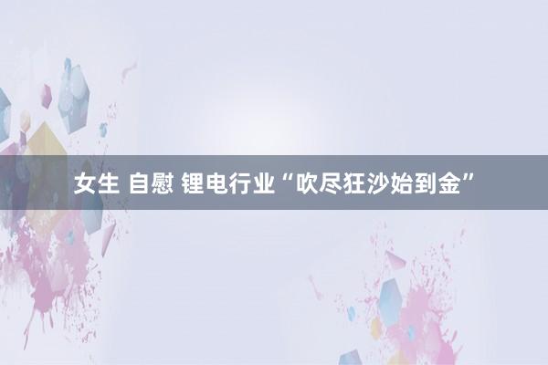 女生 自慰 锂电行业“吹尽狂沙始到金”