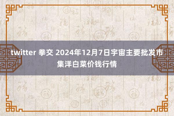 twitter 拳交 2024年12月7日宇宙主要批发市集洋白菜价钱行情