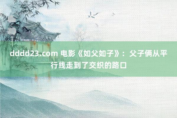 dddd23.com 电影《如父如子》：父子俩从平行线走到了交织的路口