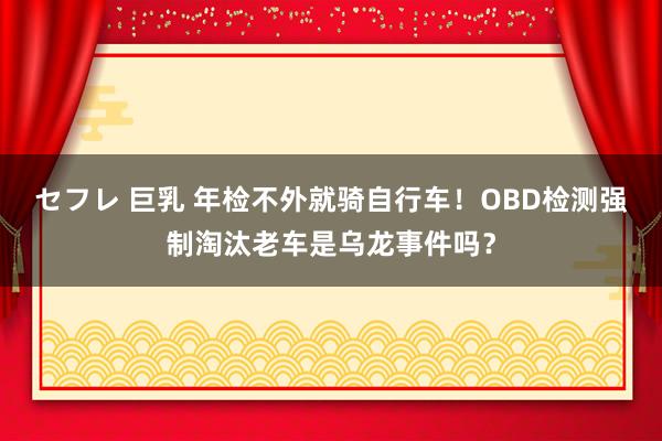 セフレ 巨乳 年检不外就骑自行车！OBD检测强制淘汰老车是乌龙事件吗？