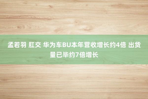 孟若羽 肛交 华为车BU本年营收增长约4倍 出货量已毕约7倍增长