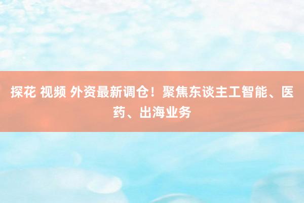 探花 视频 外资最新调仓！聚焦东谈主工智能、医药、出海业务