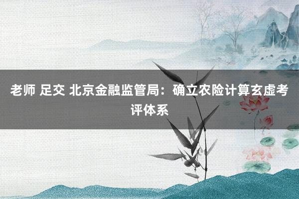 老师 足交 北京金融监管局：确立农险计算玄虚考评体系