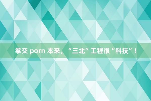 拳交 porn 本来，“三北”工程很“科技”！