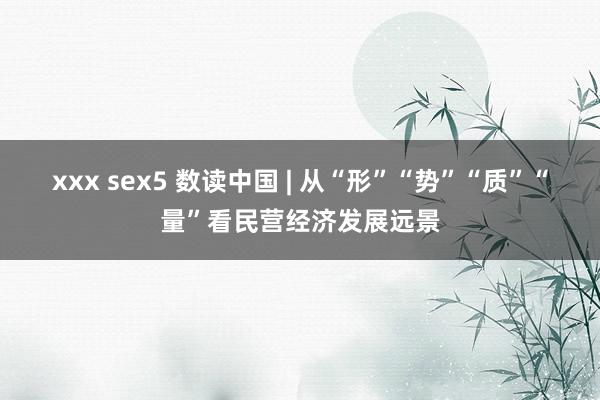 xxx sex5 数读中国 | 从“形”“势”“质”“量”看民营经济发展远景