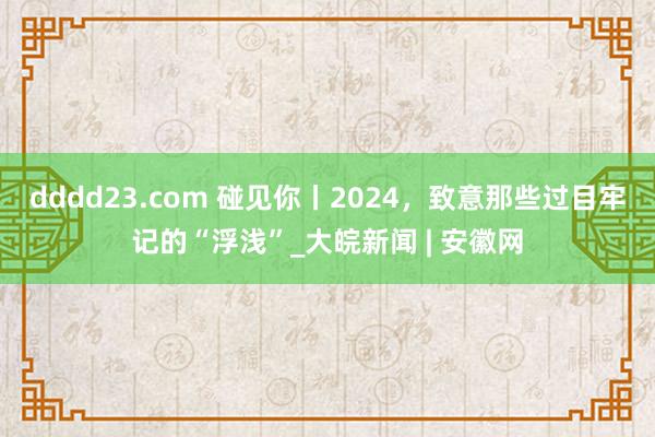 dddd23.com 碰见你丨2024，致意那些过目牢记的“浮浅”_大皖新闻 | 安徽网