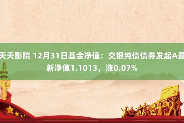 天天影院 12月31日基金净值：交银纯债债券发起A最新净值1.1013，涨0.07%