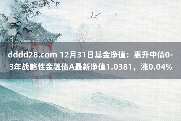 dddd28.com 12月31日基金净值：惠升中债0-3年战略性金融债A最新净值1.0381，涨0.04%