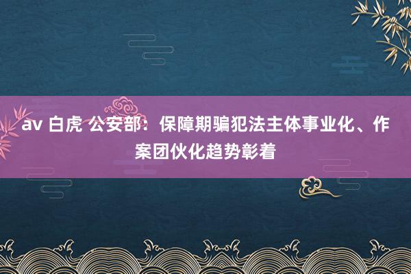 av 白虎 公安部：保障期骗犯法主体事业化、作案团伙化趋势彰着