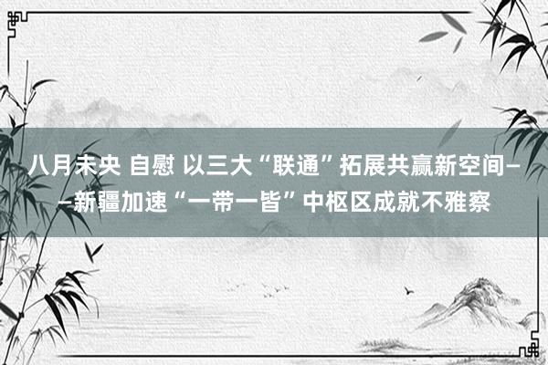 八月未央 自慰 以三大“联通”拓展共赢新空间——新疆加速“一带一皆”中枢区成就不雅察