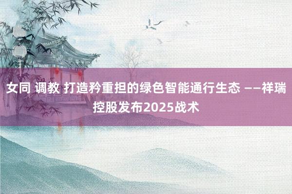 女同 调教 打造矜重担的绿色智能通行生态 ——祥瑞控股发布2025战术