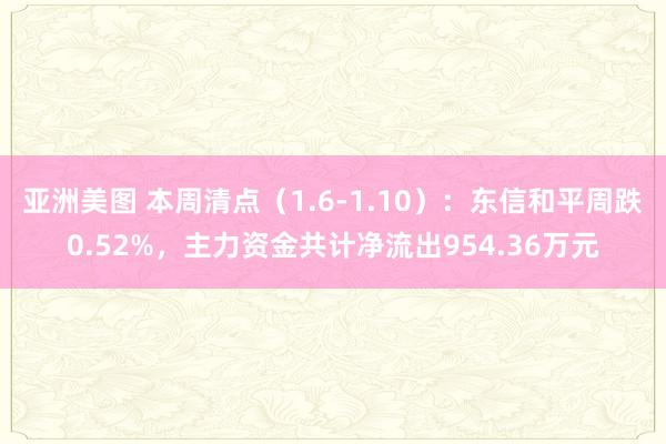 亚洲美图 本周清点（1.6-1.10）：东信和平周跌0.52%，主力资金共计净流出954.36万元